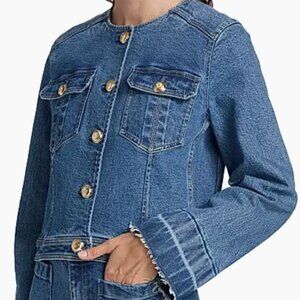 Cinq a Sept Travis Collarless Denim Jacket - Saphir - SZ XL NWT
